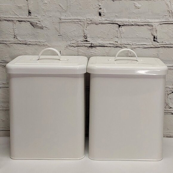 MARTHA STEWART WHITE ENAMEL CANISTER TWO PIECE SET - Picture 4 of 16